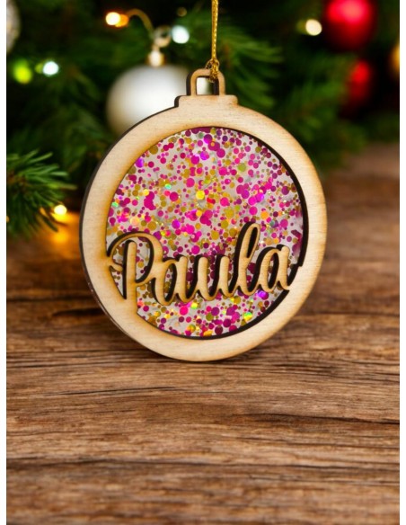 Bola de madera personalizada y confeti
