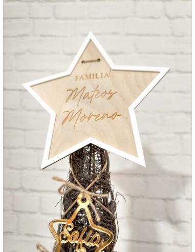Estrella para el árbol de Navidad en madera y blanco
