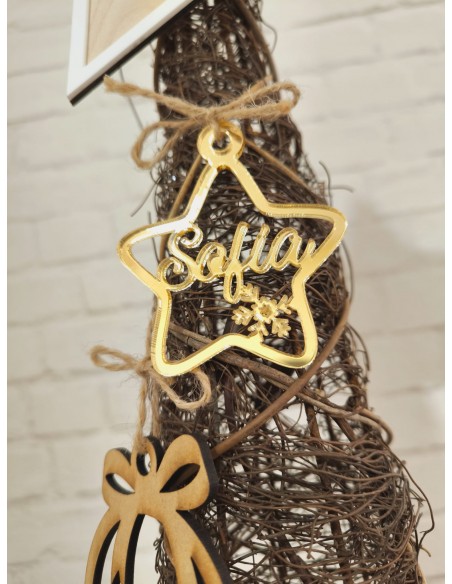 Set 4 adornos de unicornio con nombre para árbol navideño