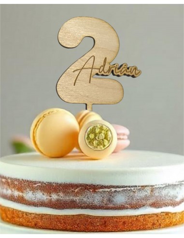Comprar Topper Cake de madera personalizado con número y nombre