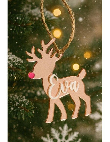 Adorno de Navidad Reno con Nombre