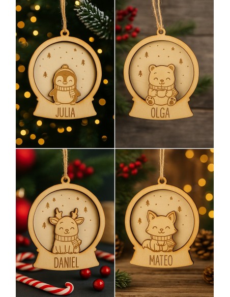 Adorno para el Árbol Animales Navideños Personalizado