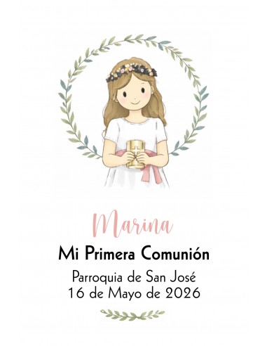 Recordatorio Primera Comunión niña floral