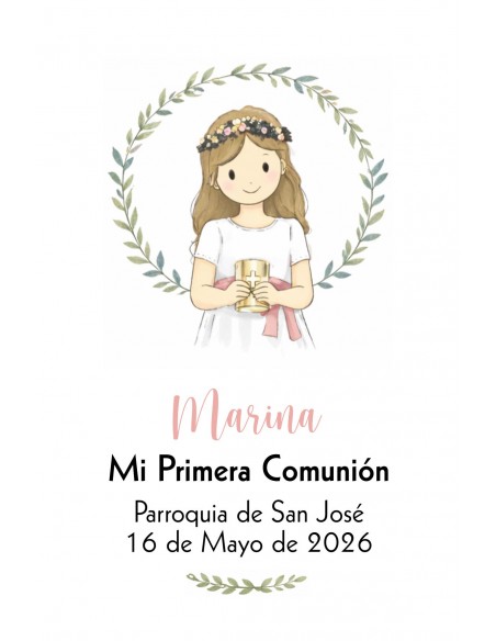 Recordatorio Primera Comunión niña floral