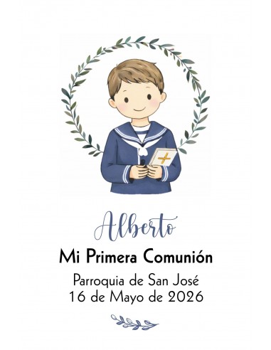Recordatorio Primera Comunión niño floral