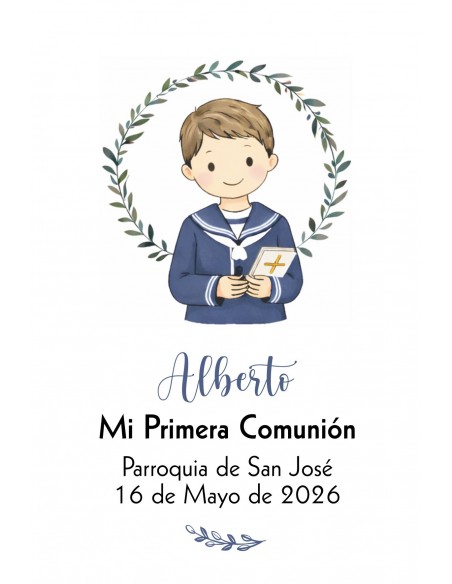 Recordatorio Primera Comunión niño floral