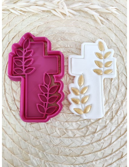 Cortador marcador Cruz Hojas Olivo para Galletas