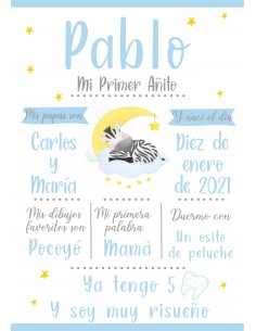 Lámina Mi Primer Añito personalizada Cebra 2