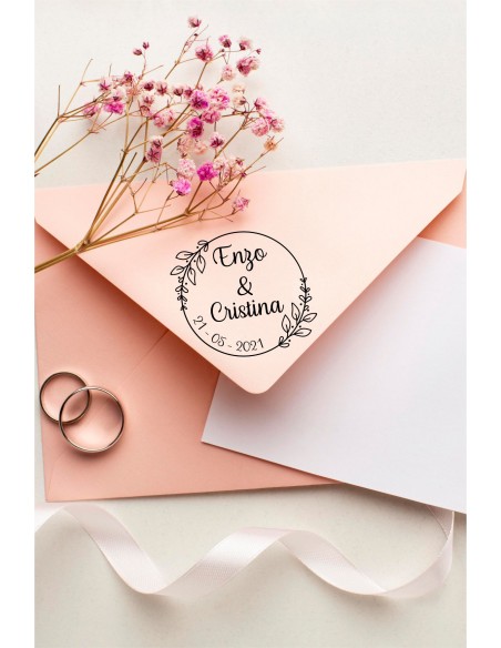 Sello boda personalizado hojas