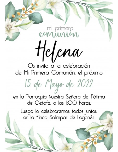 Invitación de Comunión  "Helena"