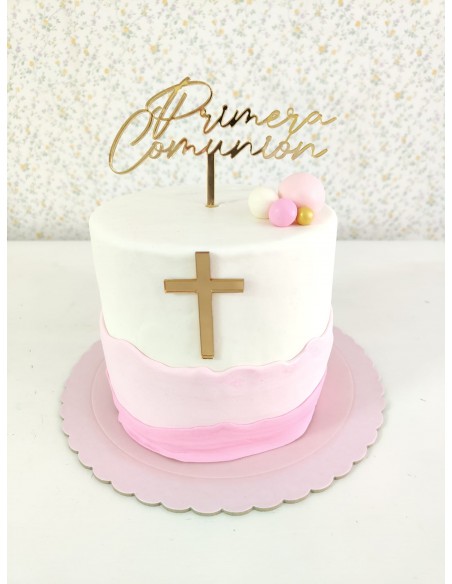 Topper Cake Primera Comunión + Cruz acrílica frontal para tartas