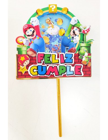 Topper Cake capas Super Mario con shaker