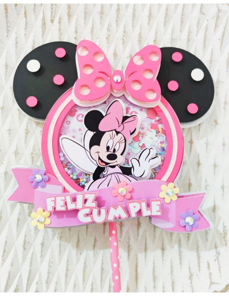 Topper Cake capas Minnie Mouse con shaker