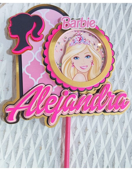 Topper Cake capas Barbie con shaker personalizado