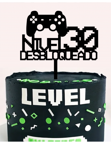 Cake Topper Videojuego nivel desbloqueado