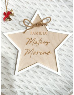 Estrella para el árbol de Navidad en madera y blanco