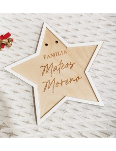 Estrella para el árbol de Navidad en madera y blanco 2
